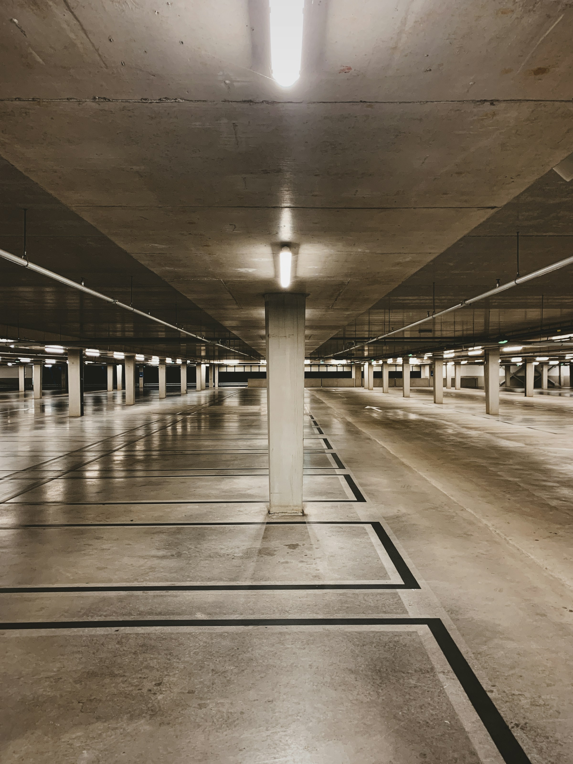 Interior of a concrete multi-storey parking garage